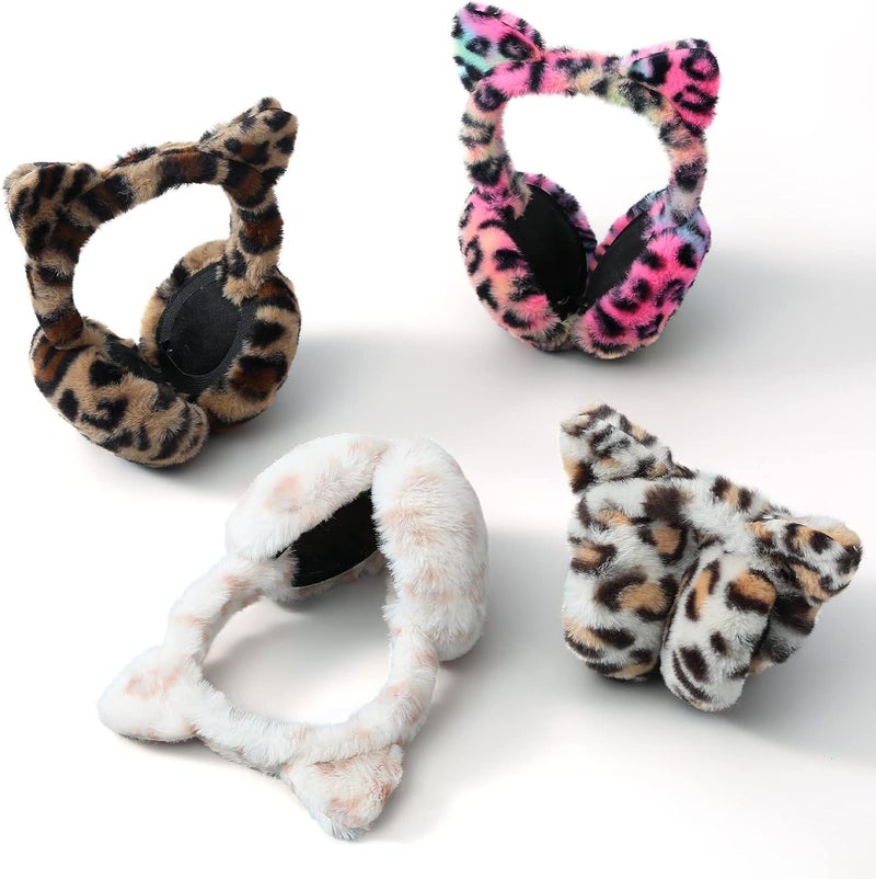 CHUANGLI Winter Warm Cat Ear Muffs for Women Girls Cute Catear Earmuff Ladies Headband Faux Fur Earmuffs Plush Ear Warmers - Image 3
